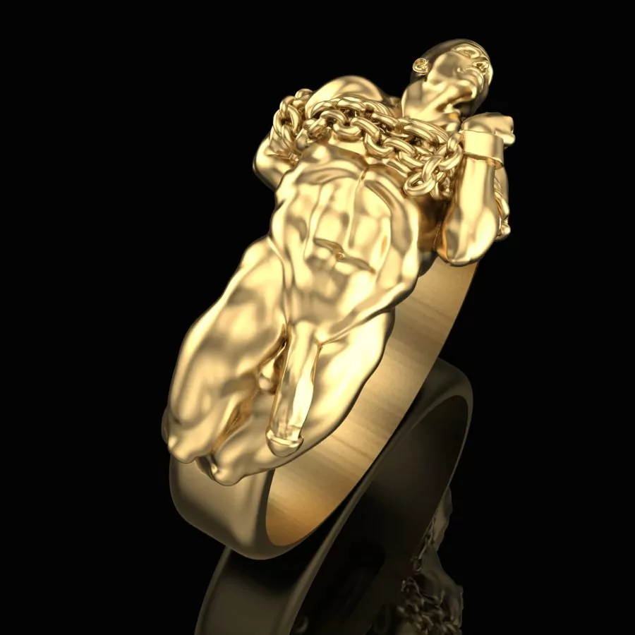 Nude Chained Man ring erotic jewelry JewelryRider Nude Chained Man ring
