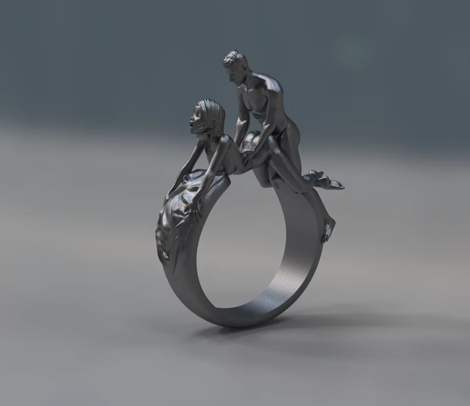 Couple Doggy style statement ring - Image 7