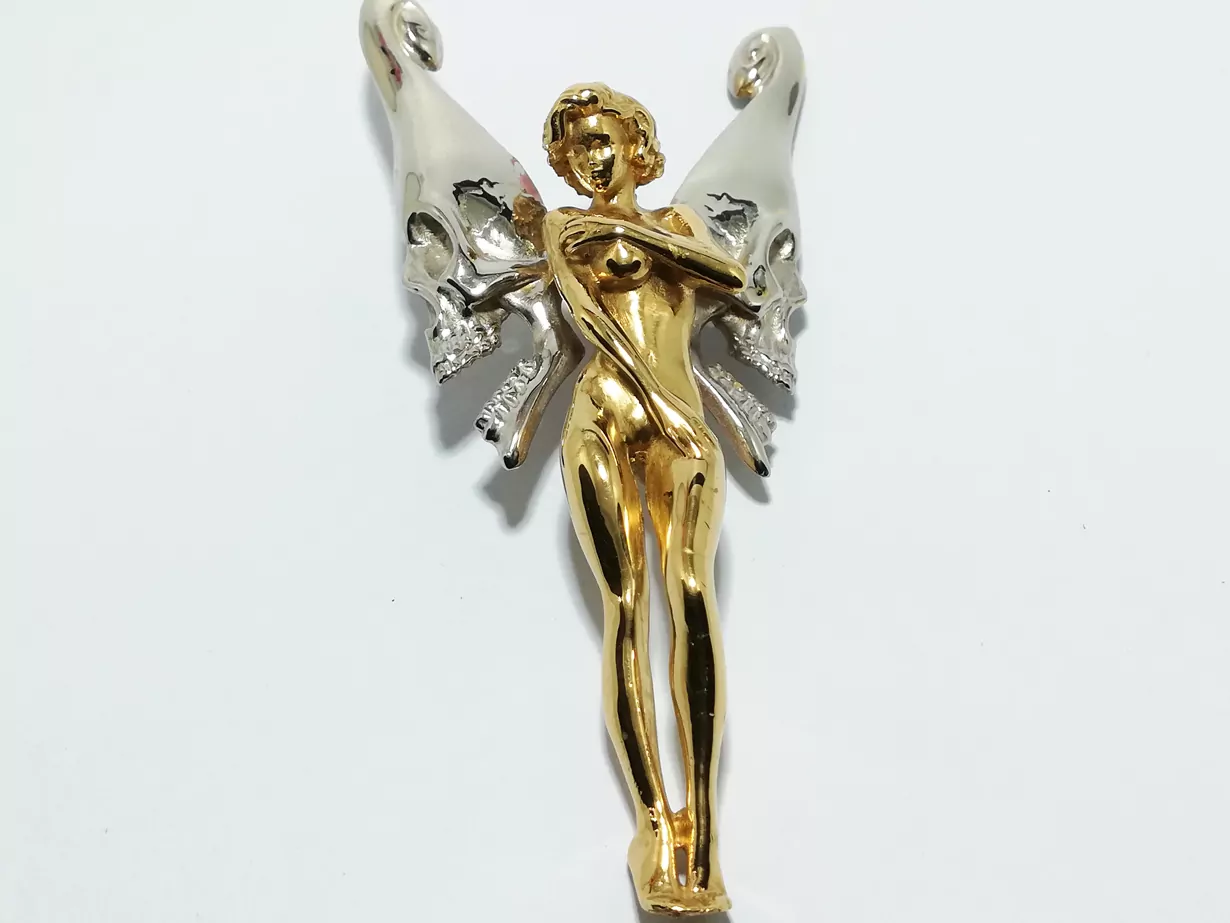 Lovingly Crafted Angel Pendant with Skull - Image 4
