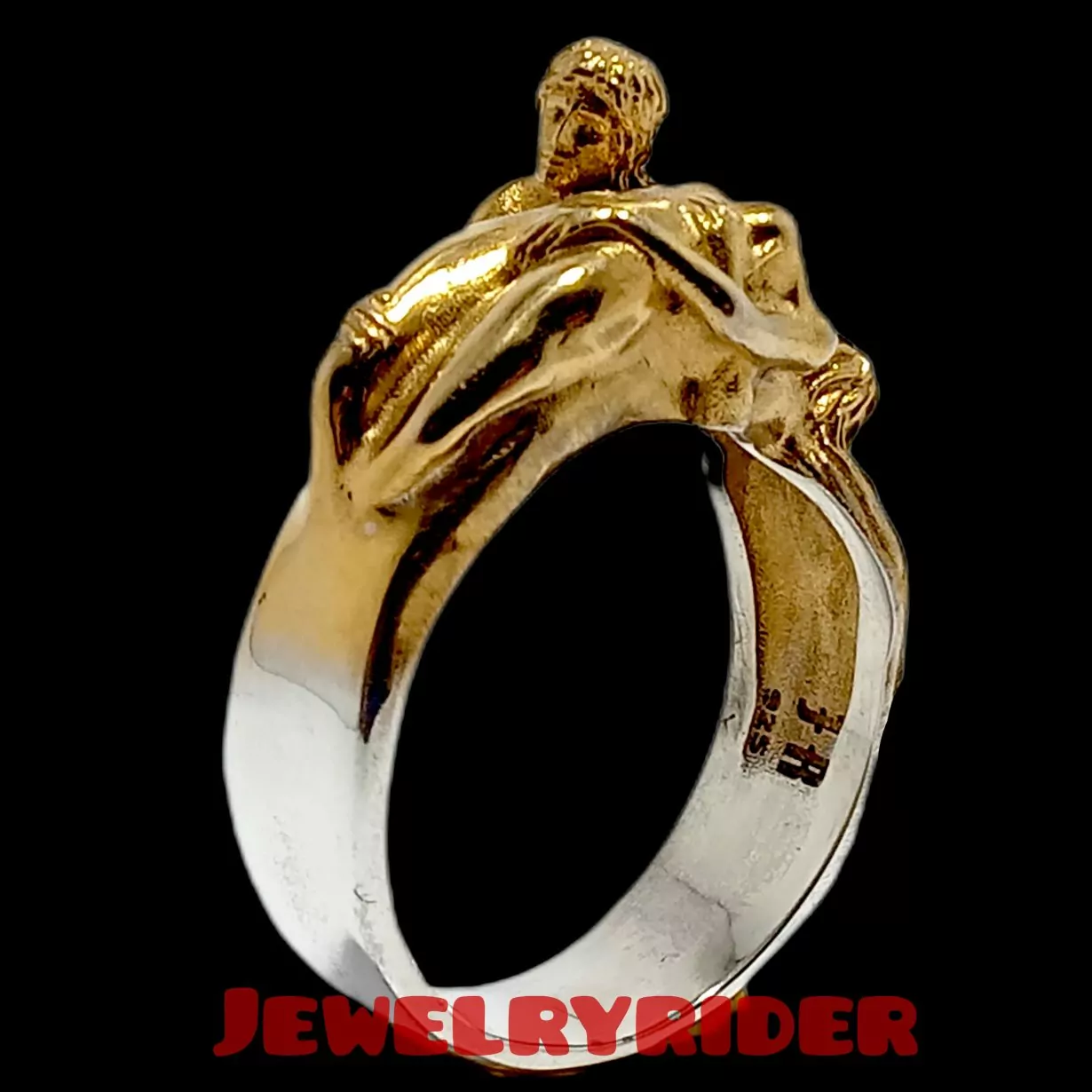 Nude couple in foreplay position statement ring - Image 4