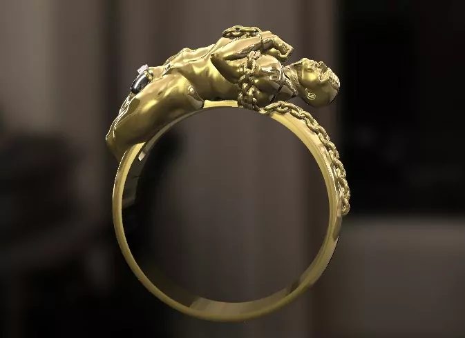 Nude chained cuckold with a penis cage erotic jewelry JewelryRider Nude chained cuckold with a penis cage - Image 6