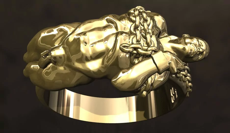 Nude chained cuckold with a penis cage erotic jewelry JewelryRider Nude chained cuckold with a penis cage - Image 8