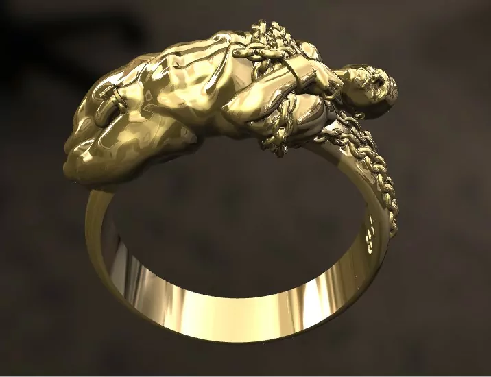 Nude chained cuckold with a penis cage erotic jewelry JewelryRider Nude chained cuckold with a penis cage - Image 9