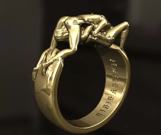 Women 69 position statement ring, Kinky LGBT jewellery - Image 2