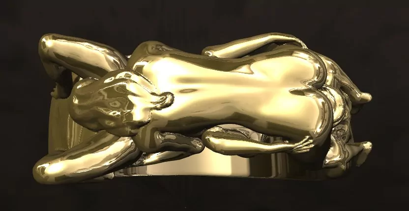 Women 69 position statement ring, Kinky LGBT jewellery - Image 6