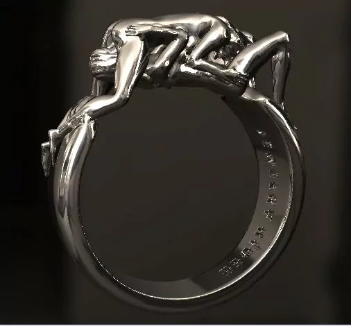 Women 69 position statement ring, Kinky LGBT jewellery - Image 3