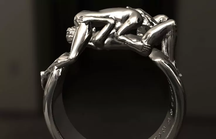 Women 69 position statement ring, Kinky LGBT jewellery - Image 7