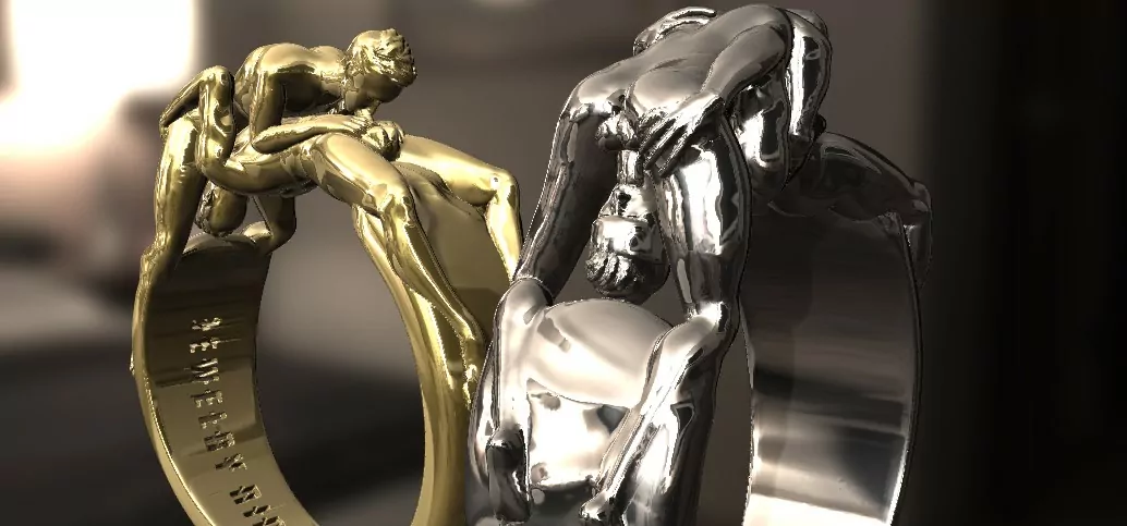 Men 69 position statement ring, Kinky LGBT jewelry - Image 4