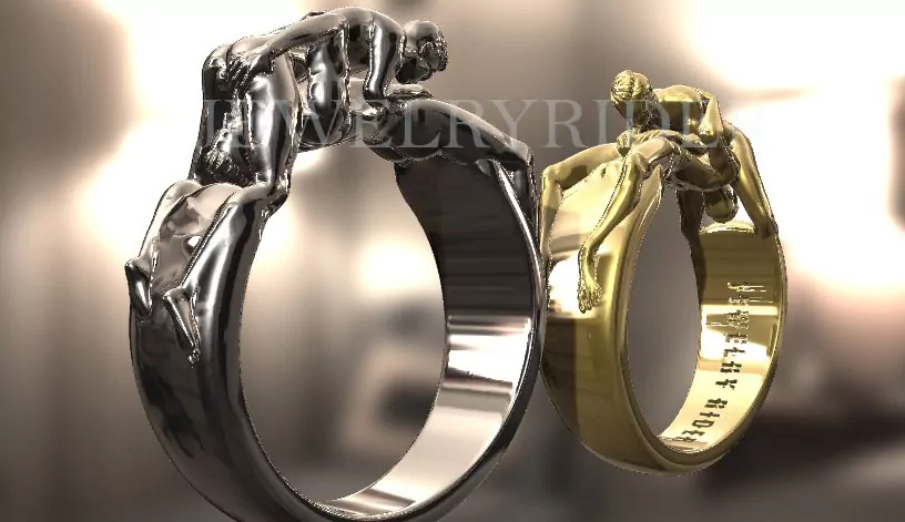 Men 69 position statement ring, Kinky LGBT jewelry - Image 3