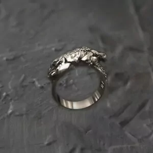 Nude chained cuckold with a penis cage