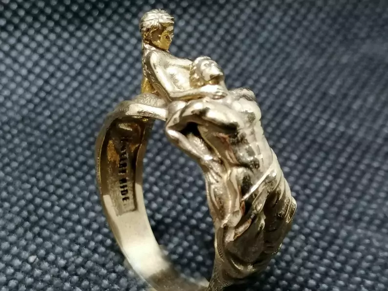Woman choking man ring erotic jewelry JewelryRider Woman choking man ring