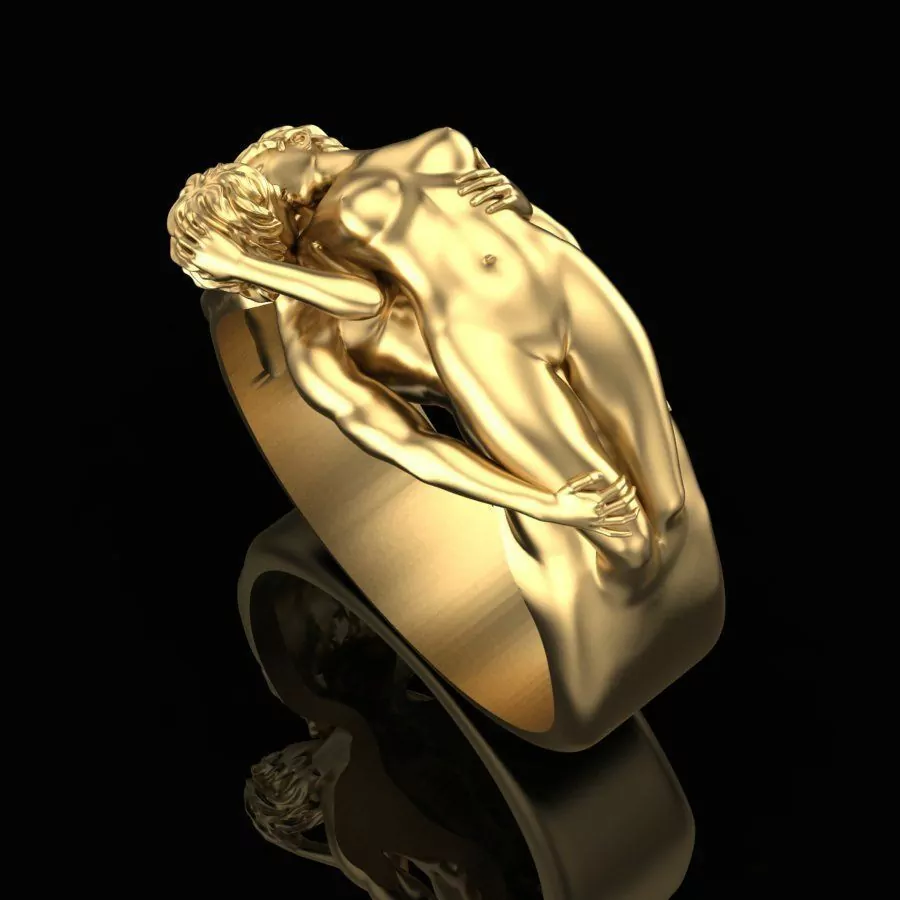 Nude couple kissing ring - Image 2