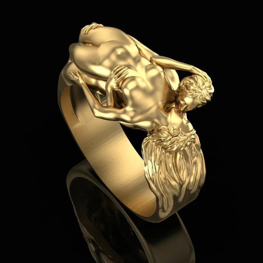 Nude couple kissing ring - Image 7