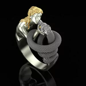Girl kissing snake ring