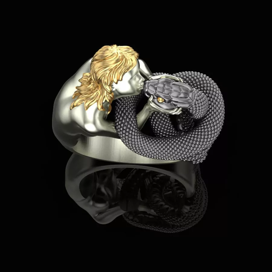 Girl kissing snake ring - Image 2