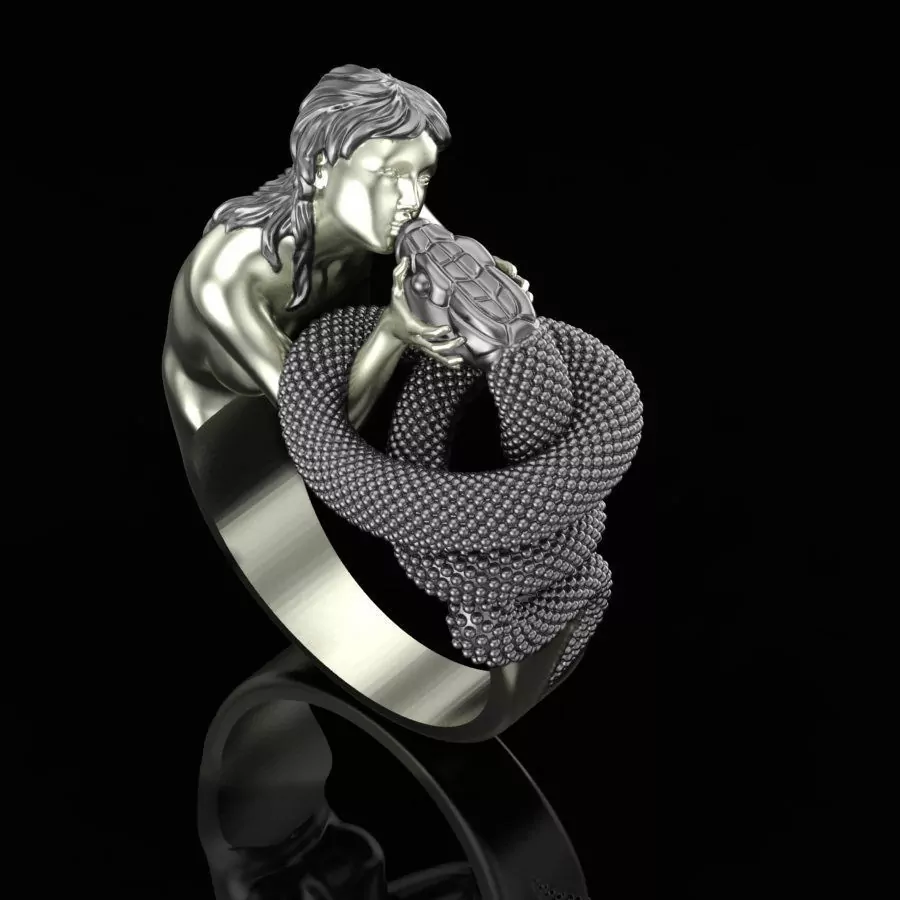 Girl kissing snake ring - Image 4