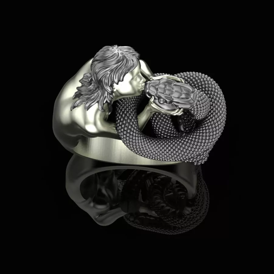Girl kissing snake ring - Image 5