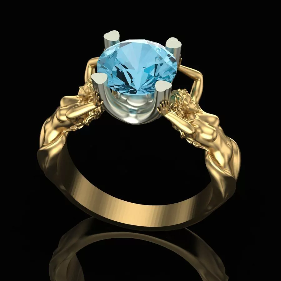 Nude Lesbian Goddesses Holding a Stone