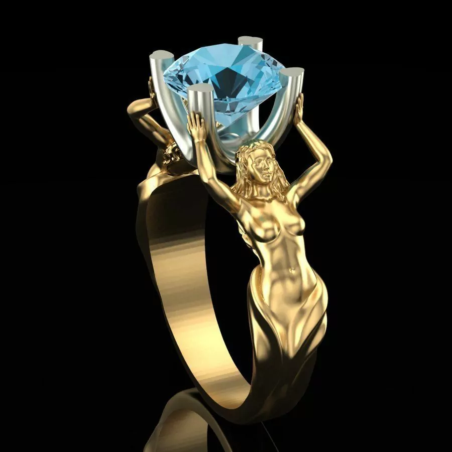 Nude Lesbian Goddesses Holding a Stone - Image 2