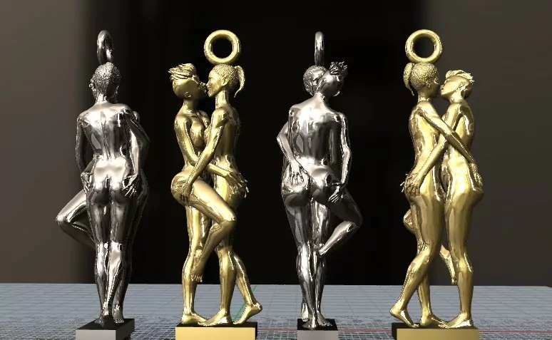 Lesbian passionate kiss pendant - Image 2