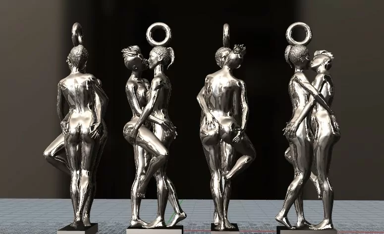 Lesbian passionate kiss pendant - Image 3