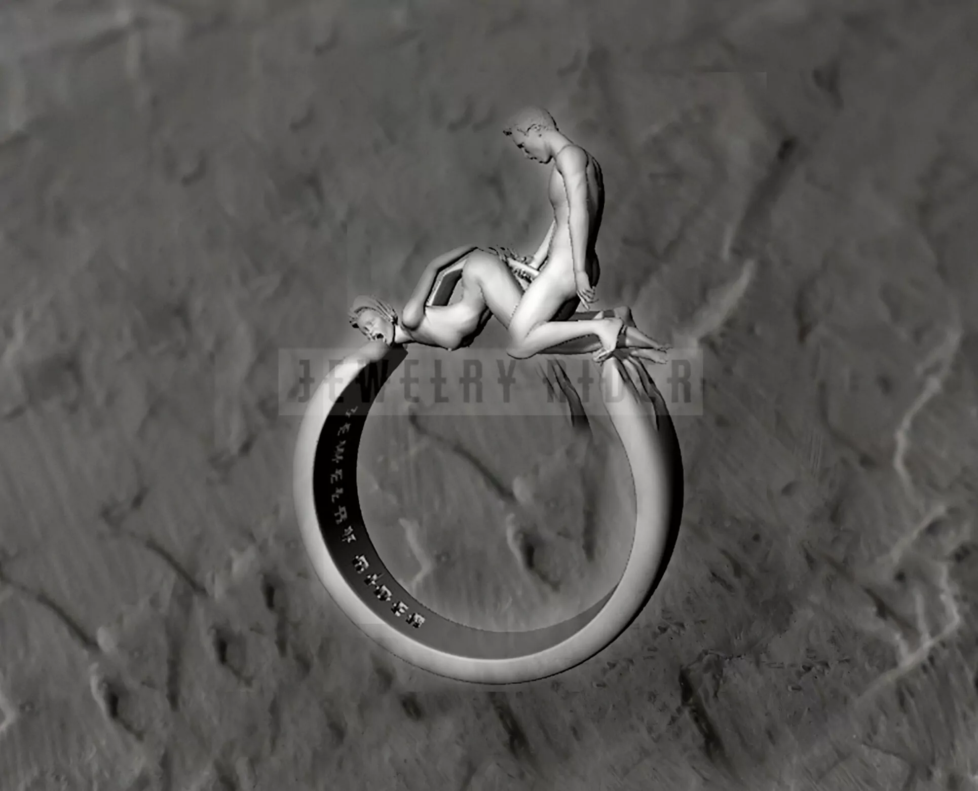 Passionate couple doggy style gaping statement ring