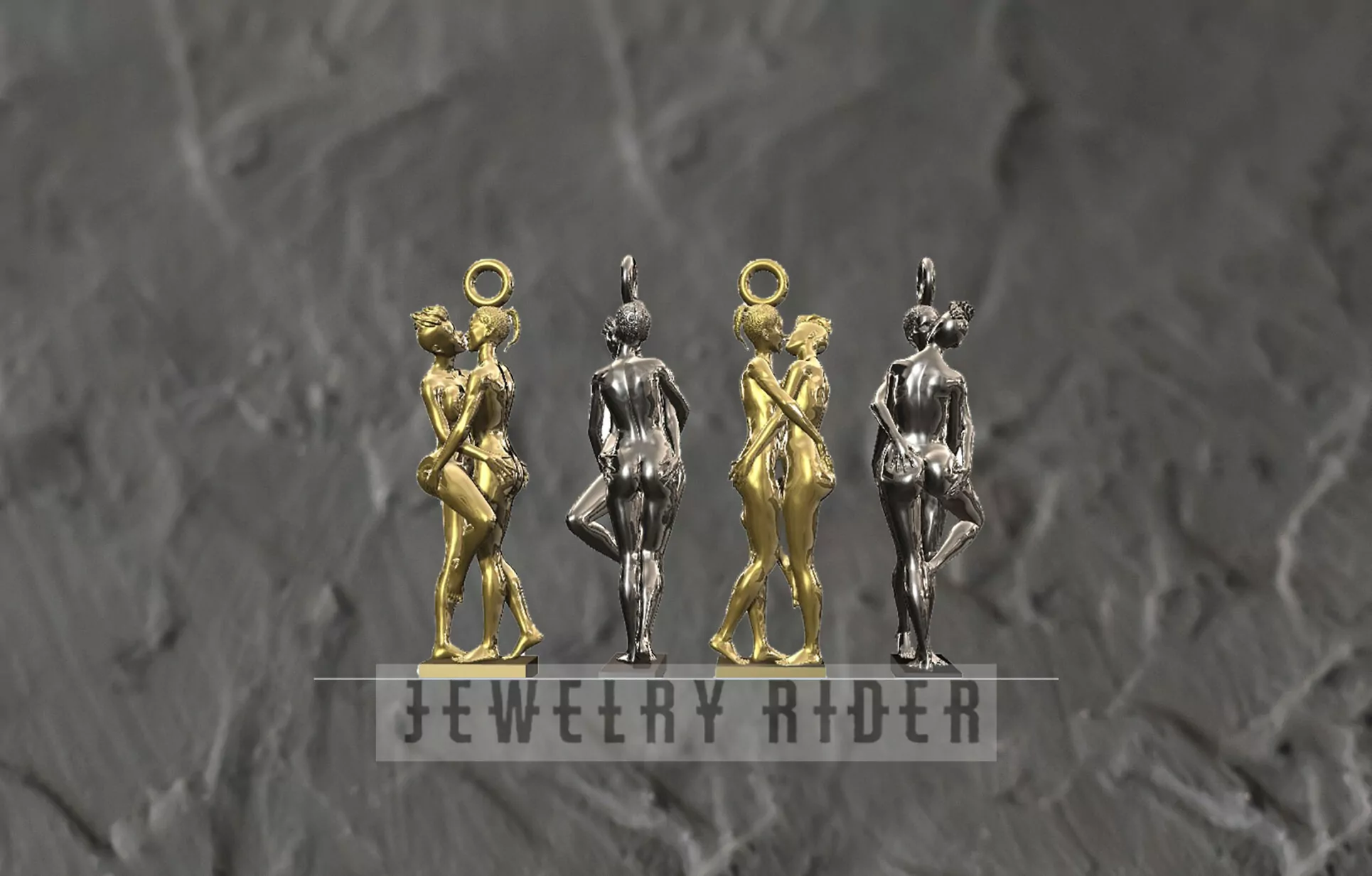 Lesbian passionate kiss pendant