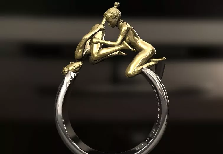 Lesbian fisting Pose Ring erotic jewelry JewelryRider Lesbian fisting Pose Ring - Image 2