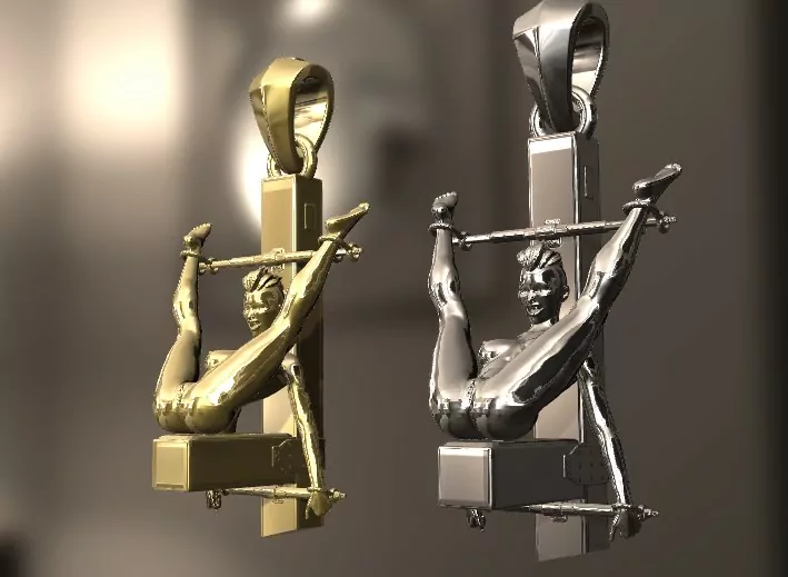 Submissive woman restrained on a bench, BDSM-themed - Image 3