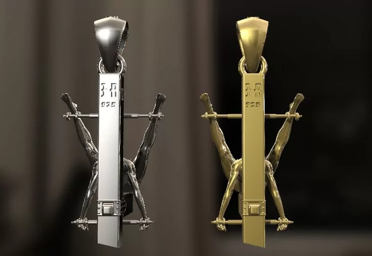 Submissive woman restrained on a bench, BDSM-themed - Image 4