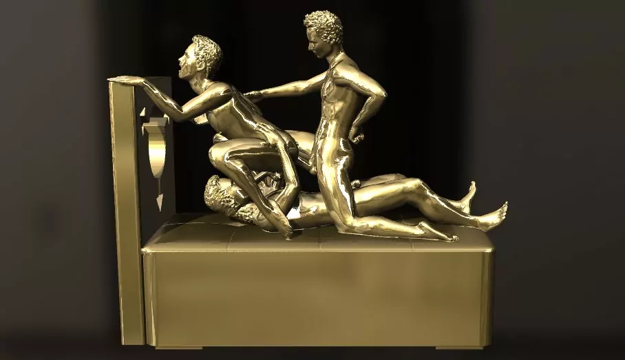 An erotic sculpture of three men in an intimate and explicit pose erotic jewelry JewelryRider An erotic sculpture of three men in an intimate and explicit pose - Image 2