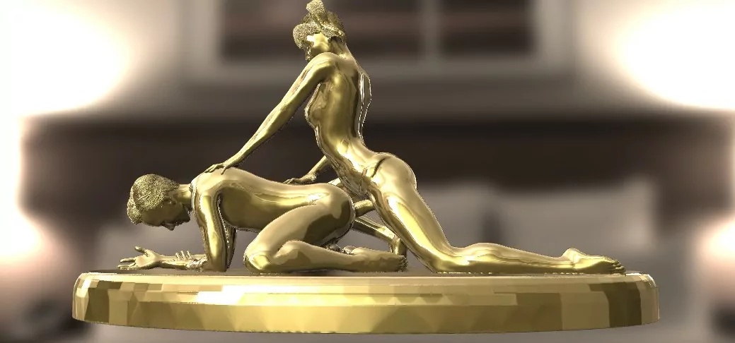 An erotic sculpture of a Mistress pegging her slave - Image 8