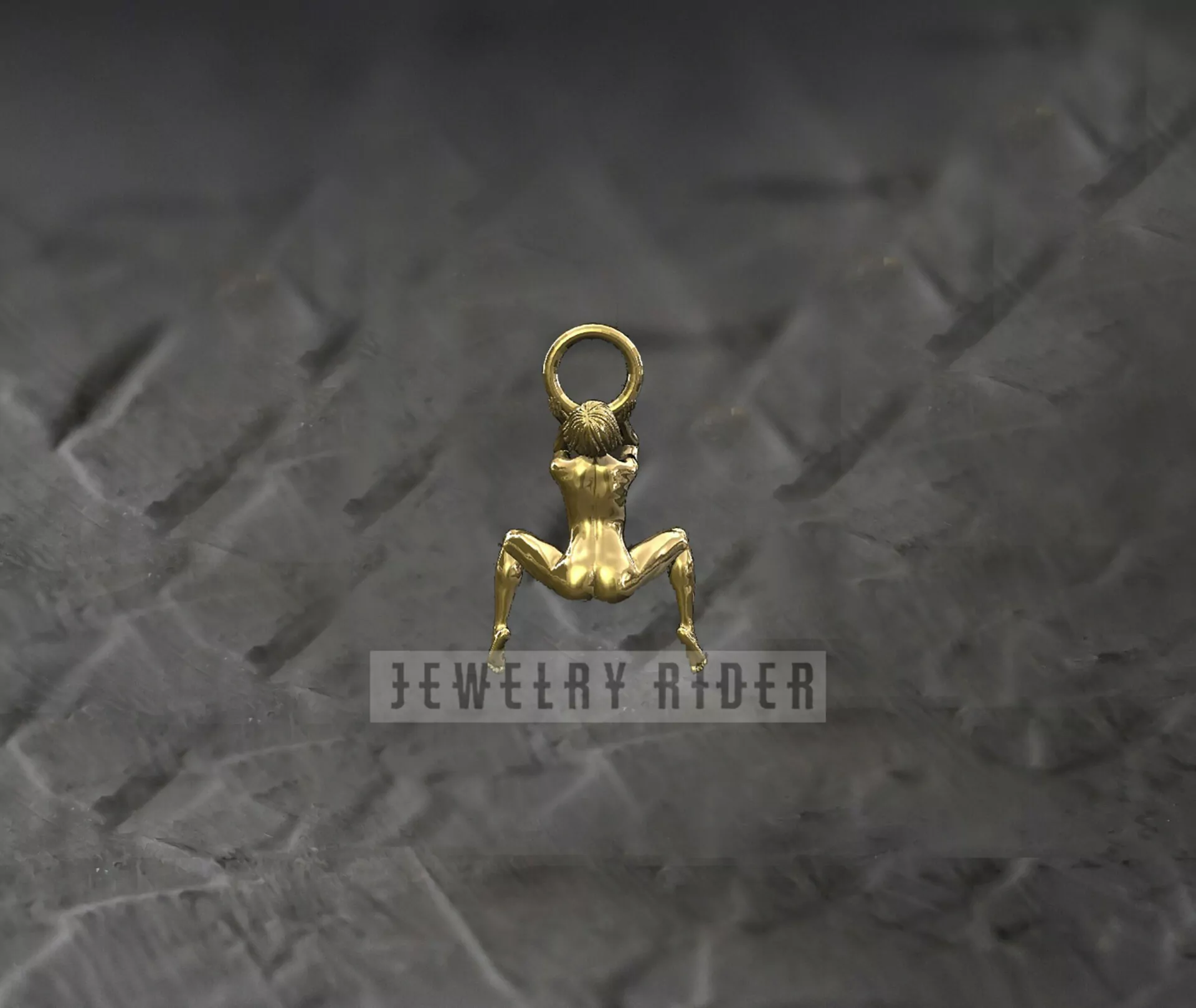 Woman on her knees in the pleading posture, BDSM pendant