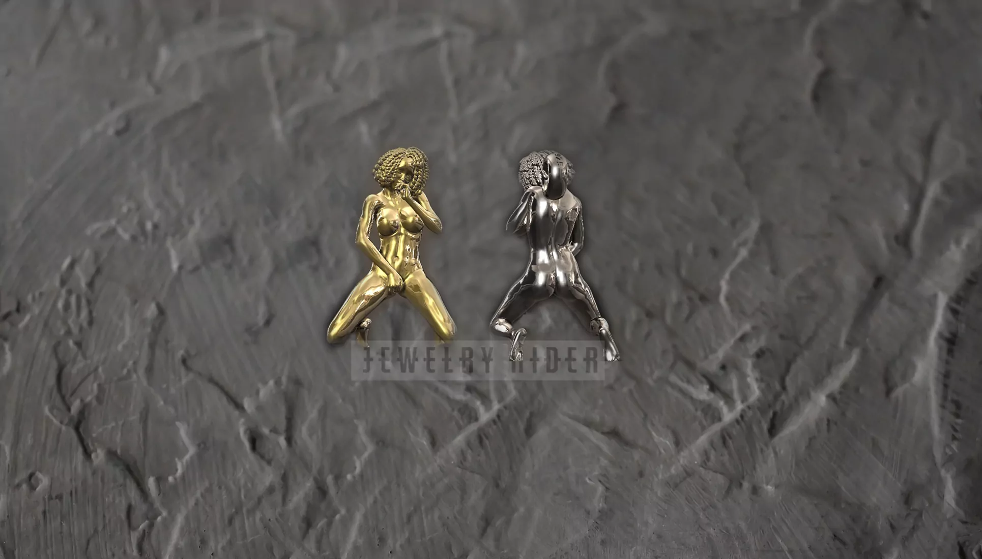 Curly, Afro Woman in an seductive sexy pose erotic jewelry JewelryRider Curly, Afro Woman in an seductive sexy pose