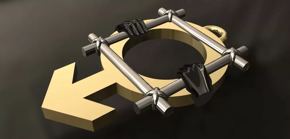 Male jailed symbol pendant erotic jewelry JewelryRider Male jailed symbol pendant - Image 2