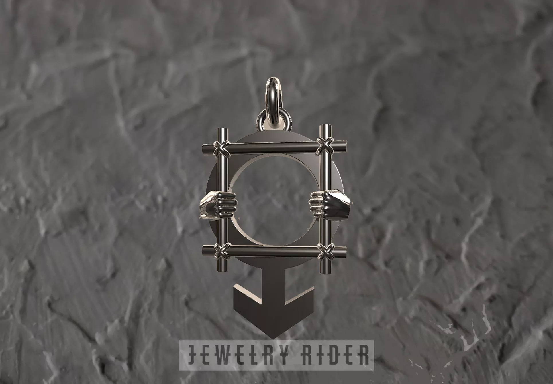 Male jailed symbol pendant erotic jewelry JewelryRider Male jailed symbol pendant