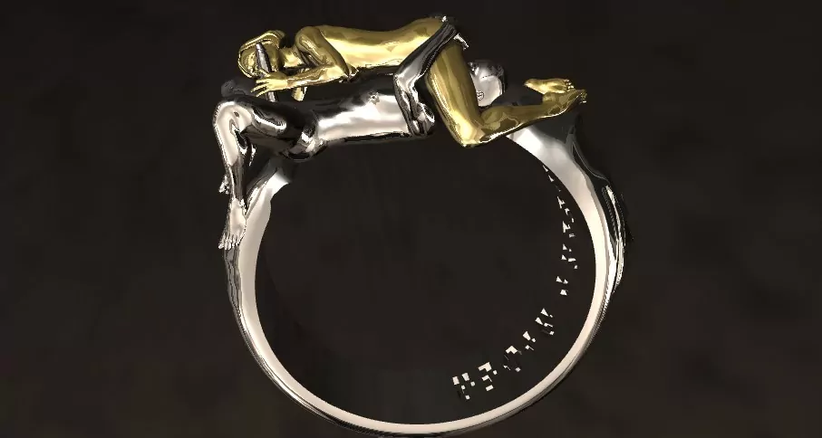 Couple Wild 69 pose statement ring erotic jewelry JewelryRider Couple Wild 69 pose statement ring - Image 2