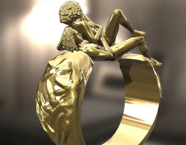 Reverse Afro Cowgirl Pose Statement Ring - Image 4