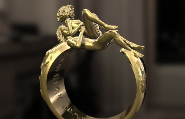 Reverse Afro Cowgirl Pose Statement Ring - Image 3