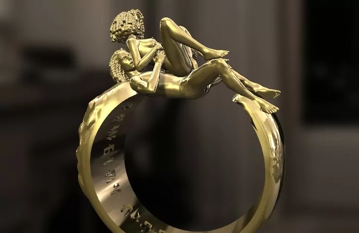 Reverse Afro Cowgirl Pose Statement Ring - Image 3