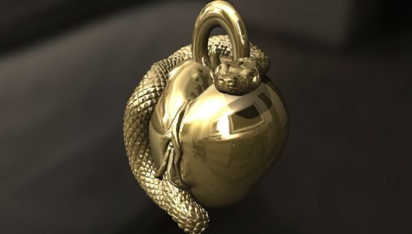 Forbidden Fruit" Eve's Apple and Snake Pendant - Image 8