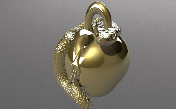Forbidden Fruit" Eve's Apple and Snake Pendant - Image 7
