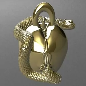 Forbidden Fruit" Eve's Apple and Snake Pendant