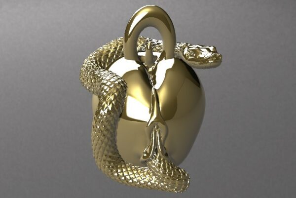 Forbidden Fruit" Eve's Apple and Snake Pendant