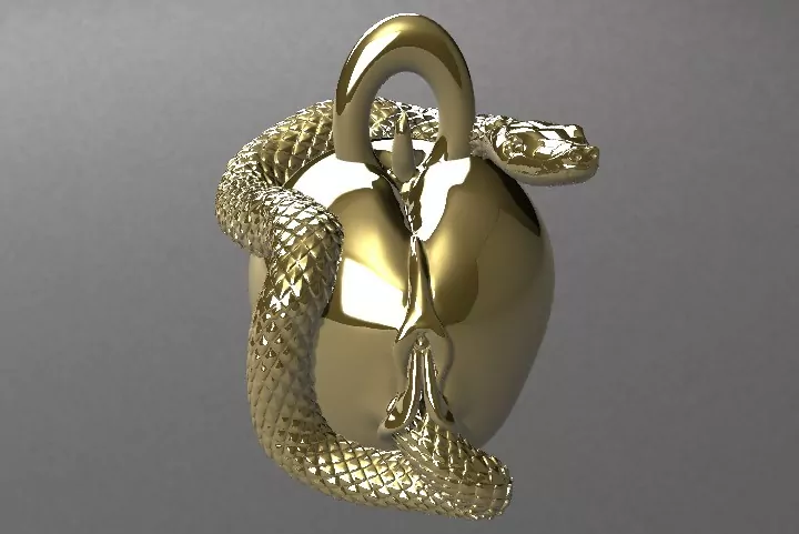Forbidden Fruit" Eve's Apple and Snake Pendant erotic jewelry JewelryRider Forbidden Fruit" Eve's Apple and Snake Pendant