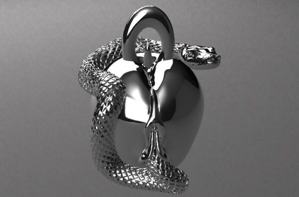 Forbidden Fruit" Eve's Apple and Snake Pendant - Image 5
