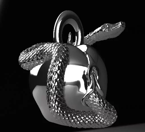 Forbidden Fruit" Eve's Apple and Snake Pendant erotic jewelry JewelryRider Forbidden Fruit" Eve's Apple and Snake Pendant - Image 4