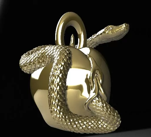 Forbidden Fruit" Eve's Apple and Snake Pendant erotic jewelry JewelryRider Forbidden Fruit" Eve's Apple and Snake Pendant - Image 3