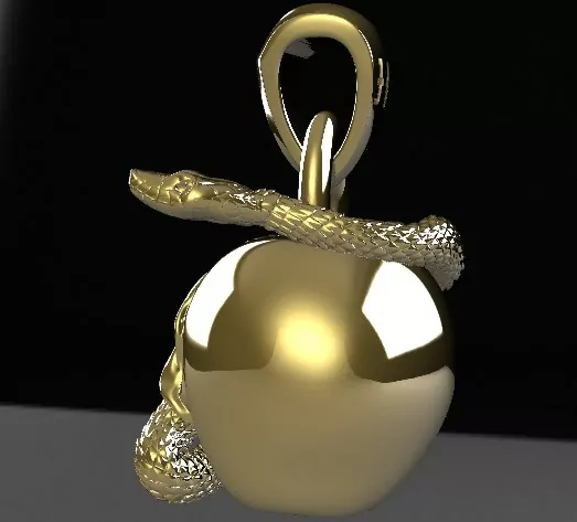 Forbidden Fruit" Eve's Apple and Snake Pendant erotic jewelry JewelryRider Forbidden Fruit" Eve's Apple and Snake Pendant - Image 2